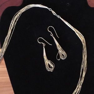 Vintage silver necklace and earrings